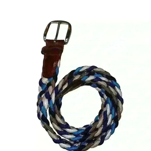 Luxury Woven Belt Ingram Made In Italy Mens 54 Brass Buckle 40”Long - Picture 2 of 4